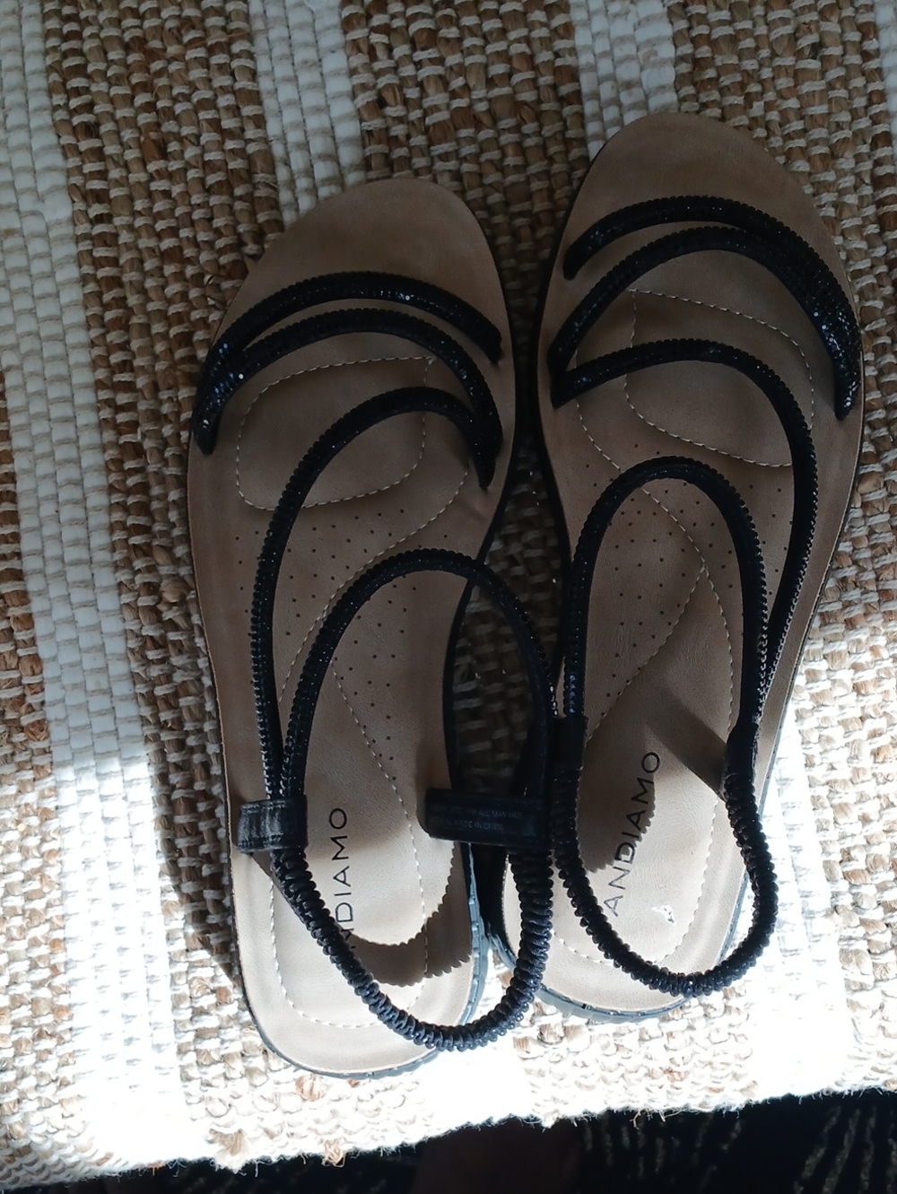 Black Braided Strap Women's Sandals